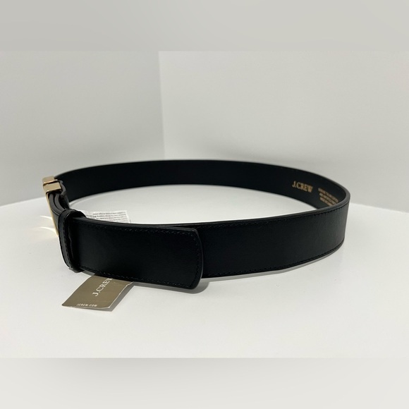 NEW J. Crew double gold buckle black leather belt size medium CG311 $89.50 main image 8
